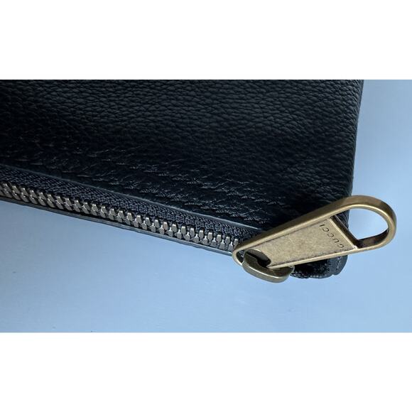 Gucci G Web Gucci Print Zip Around Black Pouch Made in Italy New - Picture 6 of 12